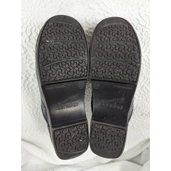 DANSKO! SILVER GEOMETRIC STARBURST ON BLACK COMFORT CLOGS! SZ 8.5 - Picture 7 of 10